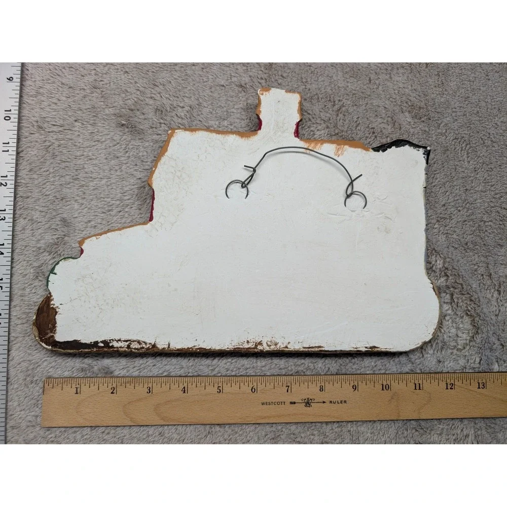 Vintage Farmhouse Barn & Country House Chalkware Wall Plaques Hand Painted Pair